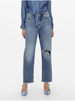 Dark blue straight fit jeans with torn effect JDY Dichte - Women