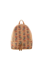 Light brown women's backpack with print