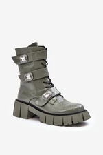 Women's Patent Work Boots Green S.Barski