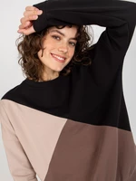 Women's black and brown basic sweatshirt with a round neckline