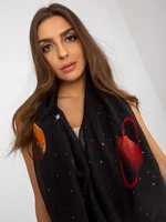 Lady's black scarf with print