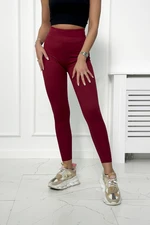 Striped leggings trousers burgundy color