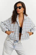 Cool & Sexy Women's Blue Plaid Lined Jacket TV508
