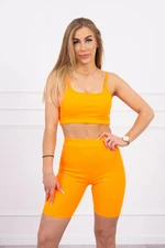 High waisted trouser set orange neon color