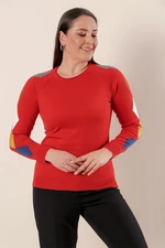 By Saygı Sleeves Arrangement Pattern Front Short Back Long Plus Size Acrylic Sweater Coral.