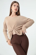 Lafaba Women's Beige Knitted Sweater with Accessory Detail