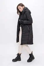 By Saygı Hooded Inner Lined Beta Quilted Coat Black