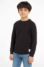 Dětské bavlněné tričko s dlouhým rukávem Tommy Hilfiger černá barva