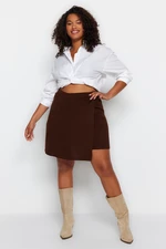 Trendyol Curve Dark Brown Mini Knitwear Shorts Skirt