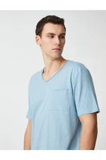 Koton Basic T-Shirt V-Neck Pocket Detailed Short Sleeves