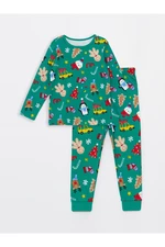 LC Waikiki Crew Neck Long Sleeve Christmas Themed Baby Boy Pajamas Set