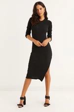 Cool & Sexy Women's Black Zippered Side Camisole Midi Dress CHB53