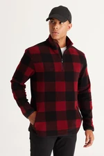 AC&Co / Altınyıldız Classics Men's Burgundy-black Standard Fit Normal Cut Stand-Up Bato Collar Fleece Sweatshirt AC&Co / Altınyıldız Classics Men's Burgundy-black Standard Fit Normal Cut Stand-Up Bato Collar Fleece Sweatshirt