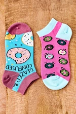 Mismatched Socks With Donuts Blue-Pink