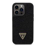 Zadní kryt Guess Rhinestones Triangle Metal Logo pro Apple iPhone 15 Pro, black