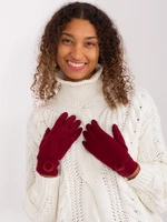 Burgundy women's gloves with belt