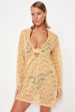 Trendyol Camel Mini tkané příslušenství plážové šaty