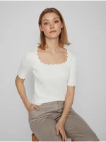 White women's ribbed t-shirt VILA Lana - Women's