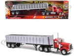 Kenworth W900 Frameless Dump Truck Red and Chrome "Long Haul Trucker" Series 1/32 Diecast Model by New Ray