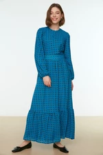 Trendyol Indigo Polka Dot vzorované tkané šaty s detailem pasu