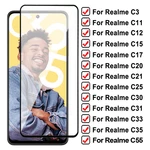 9D Full Protection Glass For Realme C3 C11 C12 C15 C17 Screen Protector C20 C20A C21 C21Y C25 C25Y C30 C31 C33 C35 C55 Glas Film