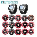 RETEKESS Wireless Waiter Calling System Hookah Restaurant Pager 2 TD110 Watch Receiver + 15 T117 Call Button Customer Service