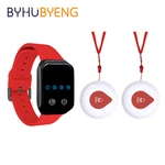 BYHUBYNEG Wireless 2 Bell Touch Button Restaurant Hookah Hospital Catering Equipments Waiter Buzzer1 Wrist Watch Pager Receiver