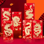 6Pcs 2024 Dragon Year Chinese Style New Year Red Packet Cute Dragon Pattern Purse Gift Luck Money Bag China Envelopes Decor