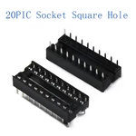 5Pcs 20 Pin Square Hole IC Socket Integrated Circuit Connector PCB Circuit Board In-Line Ic Socket DIP Chip Electronics Adapter