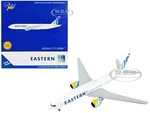 Boeing 777-200ER Commercial Aircraft with Flaps Down "Eastern Air Lines" White with Striped Tail 1/400 Diecast Model Airplane by GeminiJets