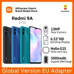 Global Version Xiaomi Redmi 9A 2GB 32GB Smartphone Android Cell Phone 6.53" 5000mAh MTK Helio G25 Octa Core 13MP AI Camera LCD