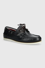 Kožené mokasíny Tommy Hilfiger TH BOAT SHOE CORE LEATHER pánské, tmavomodrá barva, FM0FM04506