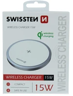Swissten nabíječka pro mobil bezdrátová nabíječka 15W, bílá