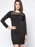DRESS WITH LACE AT THE NECKLINE BLACK
