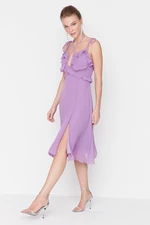 Trendyol Lilac Ruffle Szczegółowa Suknia Wieczorowa