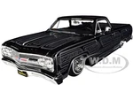 1965 Chevrolet El Camino Lowrider Black Metallic with Silver Graphics "Lowriders" Series 1/25 Diecast Model Car by Maisto