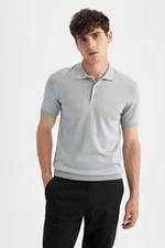 DEFACTO Slim Fit Polo Neck Pletené tričko s krátkým rukávem
