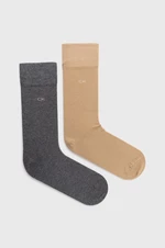 Ponožky Calvin Klein 2-pak pánske, béžová farba, 701218631