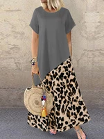 Leisure Leopard European Style Summer Blouse Wirh Pocket For Women