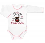 Baby Nellys Body dlouhý rukáv Moje prvé Vianoce, Sob, bílé, vel. 62 (2-3m)