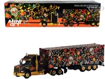 Western Star 49X with 40 Ft Container "Dia de los Muertos" (Day of the Dead) Black with Graphics 1/64 Diecast Model by True Scale Miniatures