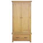 Wardrobe with 1 Drawer Solid Oak Wood 35.4"x20.5"x72"