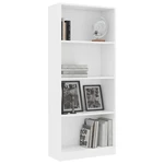 4-Tier Book Cabinet White 23.6"x9.4"x55.9" Chipboard