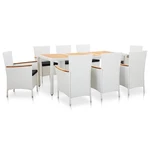 9 Piece Outdoor Dining Set Poly Rattan White
