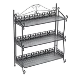 3 Tiers Folding Iron Kitchen Organizer Large Capacity Bathroom Bedroom Rack Freestanding Book Shelf for Home Office