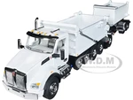 Kenworth T880 Quad-Axle Dump Truck and Rogue Transfer Tandem-Axle Dump Trailer Viper White 1/64 Diecast Model by DCP/First Gear