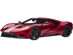 2017 Ford GT Liquid Red Metallic with Silver Stripes 1/12 Model Car by Autoart
