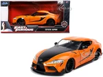 Toyota Supra Orange with Black Stripes "Fast &amp; Furious 9 F9" (2021) Movie 1/24 Diecast Model Car by Jada