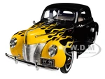 1940 Ford Deluxe Black with Yellow Flames "Timeless Classics" 1/18 Diecast Model Car by Motormax