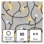 Vianočné osvetlenie EMOS 80 LED reťaz, 8 m, vonkajšia aj vnútorná, teplá/studená biela, časovač (D4AN04) LED reťaz • studená/teplá biela farba • 8 m •